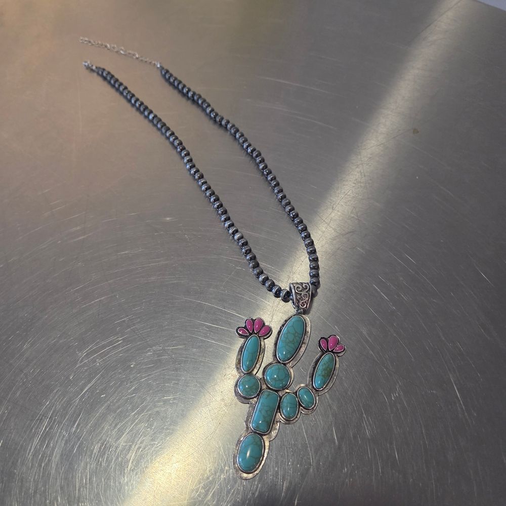 Funky Cactus Pendant Necklace - Picture 2 of 5